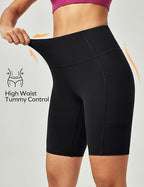 Biker Shorts Women Tummy Control Workout Shorts with 3 Pockets High Waisted Compression Gym Running Yoga Shorts Women