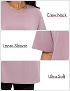 Siimcuzy 1/2/4 Pack Oversized T Shirts for Women Loose Fit Crew Neck Summer Casual Workout Baggy Tees Plus Size Tops