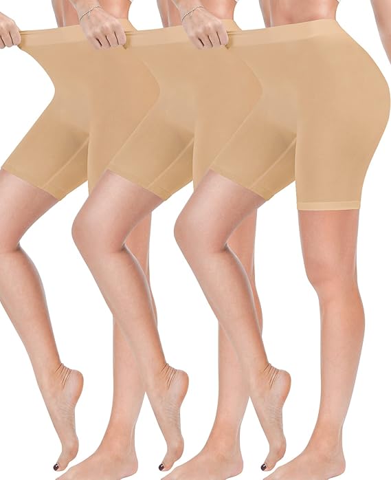 3 Pack Slip Shorts for Women Under Dress,Comfortable Smooth Yoga Shorts,Workout Biker Shorts