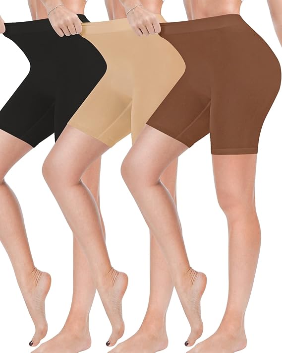 3 Pack Slip Shorts for Women Under Dress,Comfortable Smooth Yoga Shorts,Workout Biker Shorts