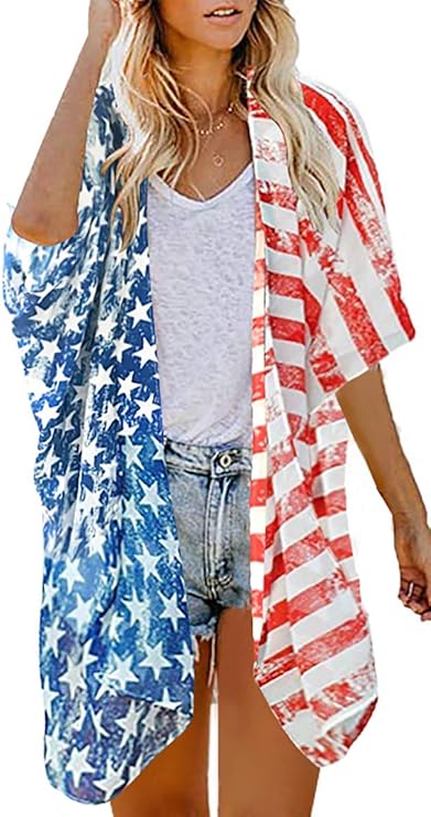 Women's Floral Print Puff Sleeve Kimono Cardigan Loose Cover Up Casual Blouse Tops 2026