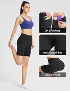 Women's 8"/ 5"/ 3" Biker Shorts High Waist Yoga Workout Gym Running Volleyball Spandex Shorts with Pockets