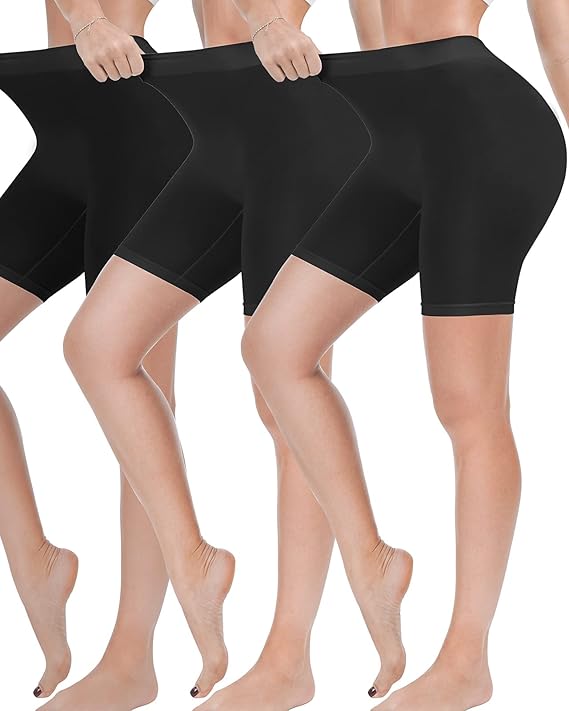 3 Pack Slip Shorts for Women Under Dress,Comfortable Smooth Yoga Shorts,Workout Biker Shorts