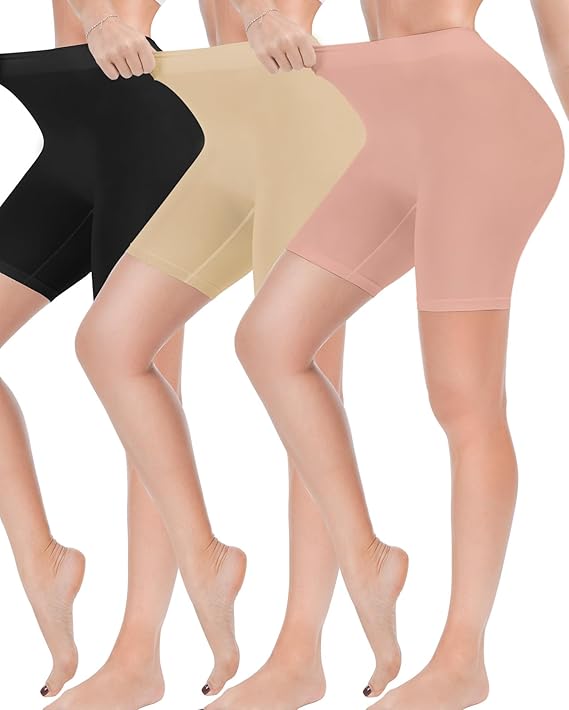 3 Pack Slip Shorts for Women Under Dress,Comfortable Smooth Yoga Shorts,Workout Biker Shorts