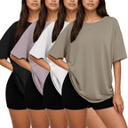 Siimcuzy 1/2/4 Pack Oversized T Shirts for Women Loose Fit Crew Neck Summer Casual Workout Baggy Tees Plus Size Tops