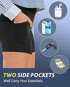 Biker Shorts Women with Pockets - 3"/5"/8" High Waisted Workout Spandex Tummy Control Gym Running Yoga Shorts