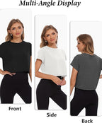 Dalavch 4/6 Pack Women's Crop Top Short Sleeve Athletic Workout Yoga Running Gym Casual Tees T-Shirts Loose Fit