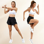 Women's Athletic Workout Short High Waisted Elastic Running Shorts with Pockets for Gym Casual