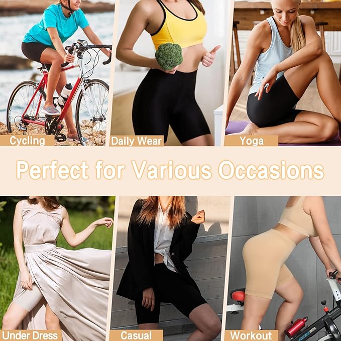 3 Pack Slip Shorts for Women Under Dress,Comfortable Smooth Yoga Shorts,Workout Biker Shorts