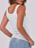 Womens Sleeveless Scoop Neck Tank Top Ribbed Fitted Summer Basic Slim Cute Tops 2026