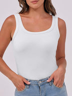 Womens Sleeveless Scoop Neck Tank Top Ribbed Fitted Summer Basic Slim Cute Tops 2026