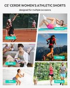Women's Athletic Workout Short High Waisted Elastic Running Shorts with Pockets for Gym Casual