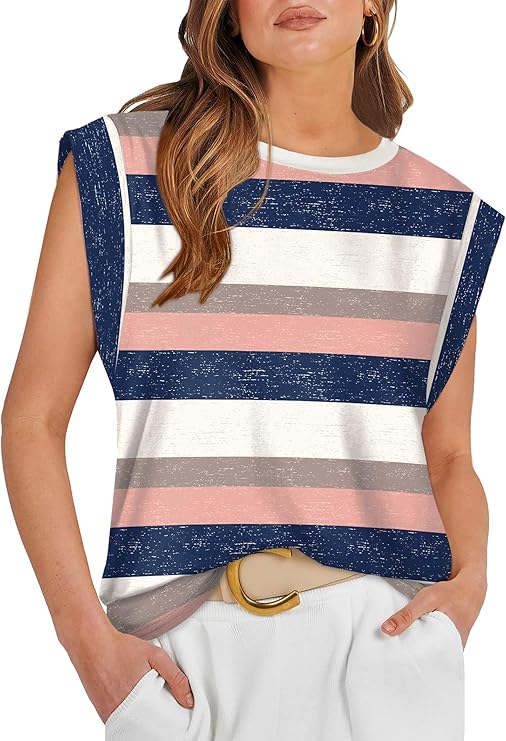 Cap Sleeve Tops for Women Summer Top Basic Tee Shirts Business Casual Tank Loose Fit 2026 Fashion