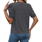Lightweight short sleeve puff sleeve top for women