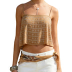 Women’s backless tank top plaid pattern front view