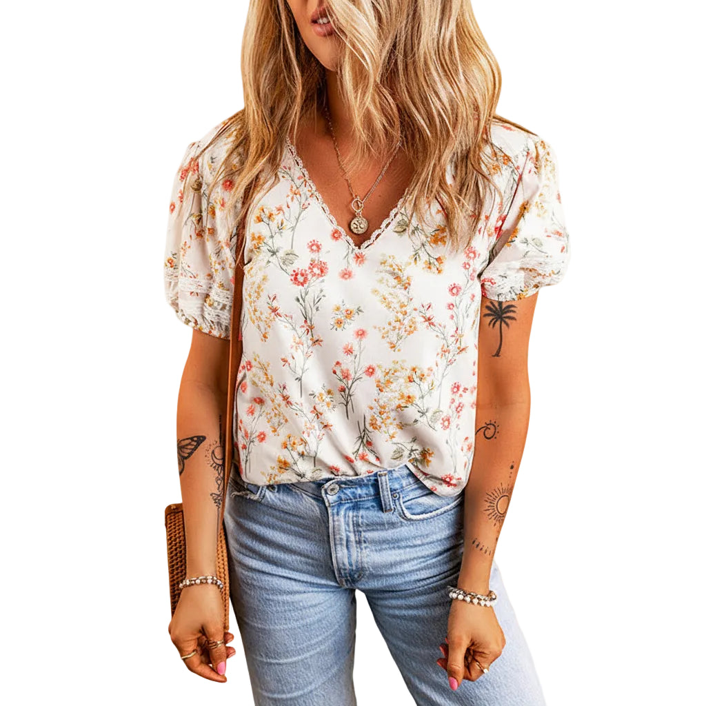 Women’s floral t shirt loose fit front view