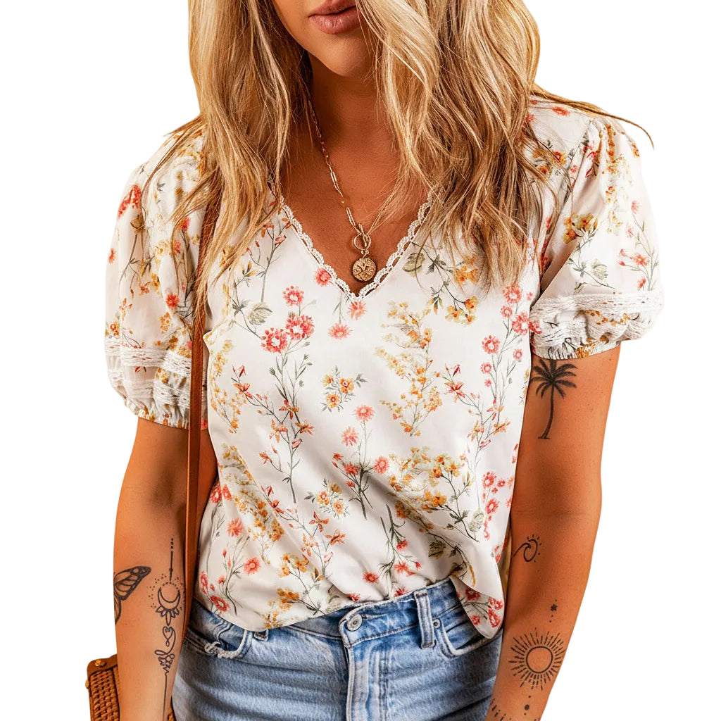 Women’s floral t shirt side view