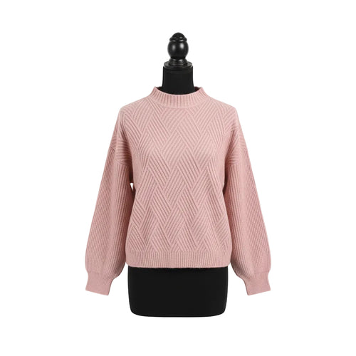 Modern style knit solid color half neck sweater for women