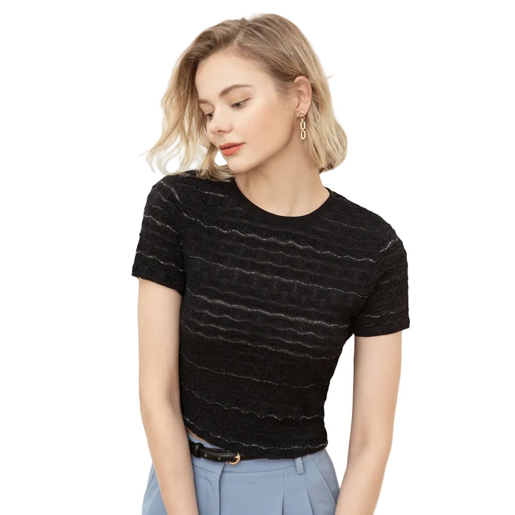 Women’s lace t shirt slim fit front view