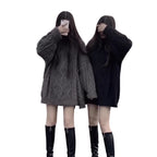 Loose fit twist knit mid length sweater for women in casual style