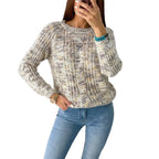 Round neck knit loose pullover sweater for women