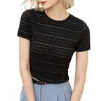 Women’s slim fit lace t shirt solid color look