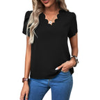Slim fit polyester t shirt for women in solid color design